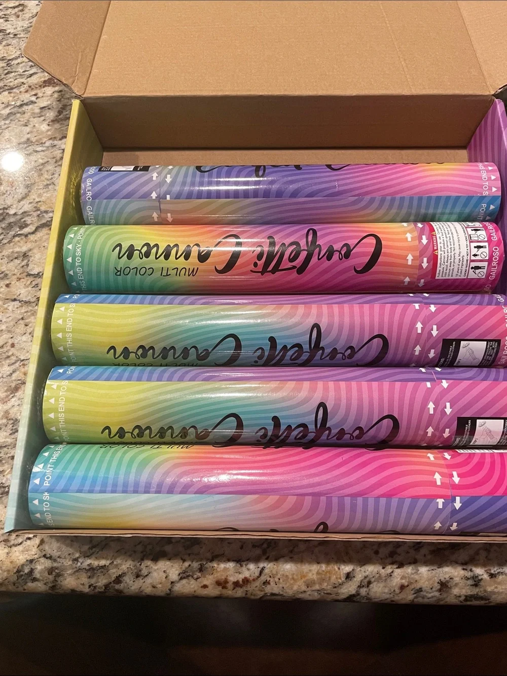 Colorful Multi-Color Confetti Cannons - Set of 5
